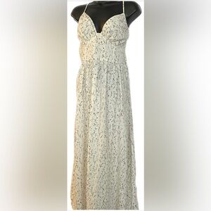 H&M Cream Maxi Dress with Black Pattern
